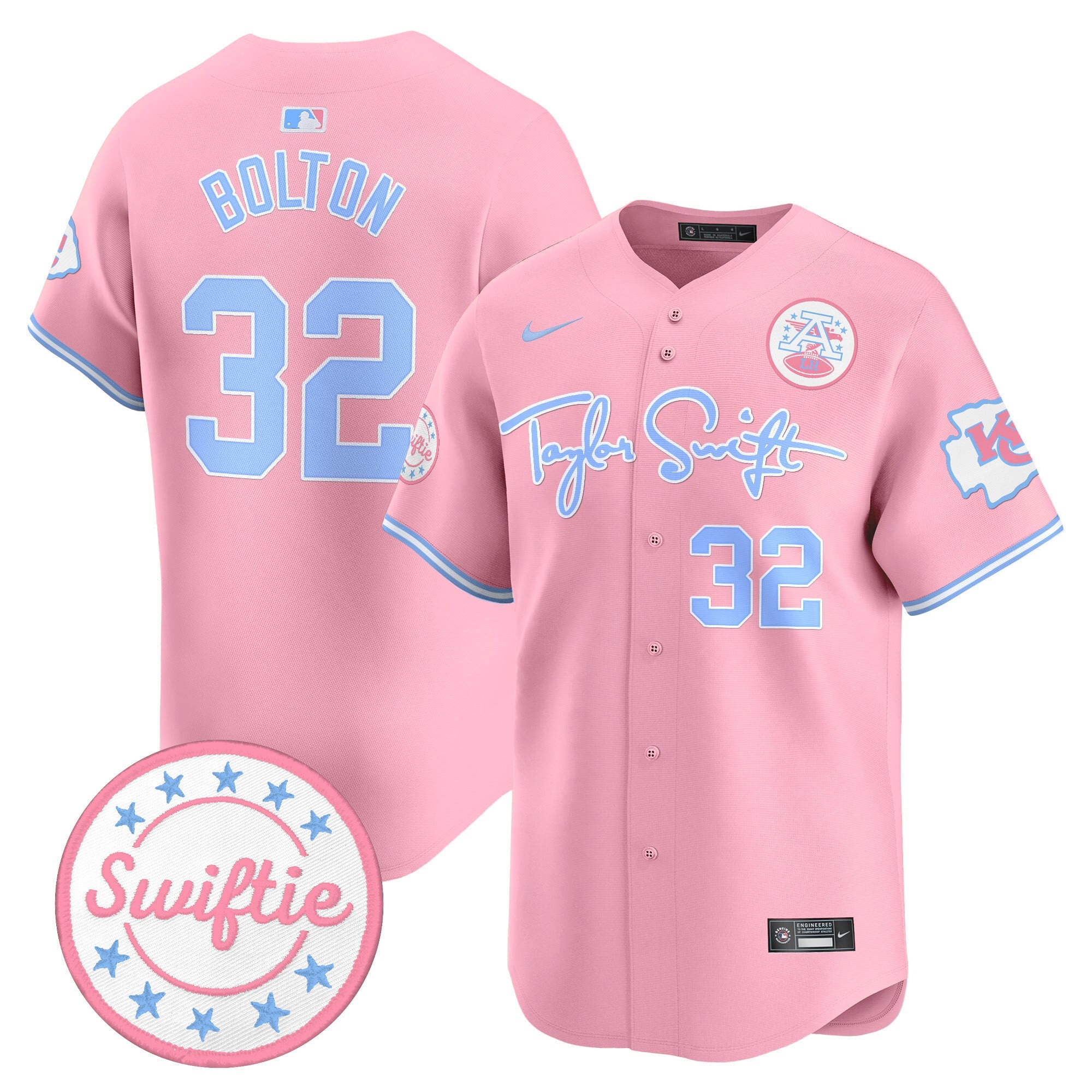Men's Chiefs Taylor Swift Bubblegum Pink Vapor Premier Limited Jersey - All Stitched