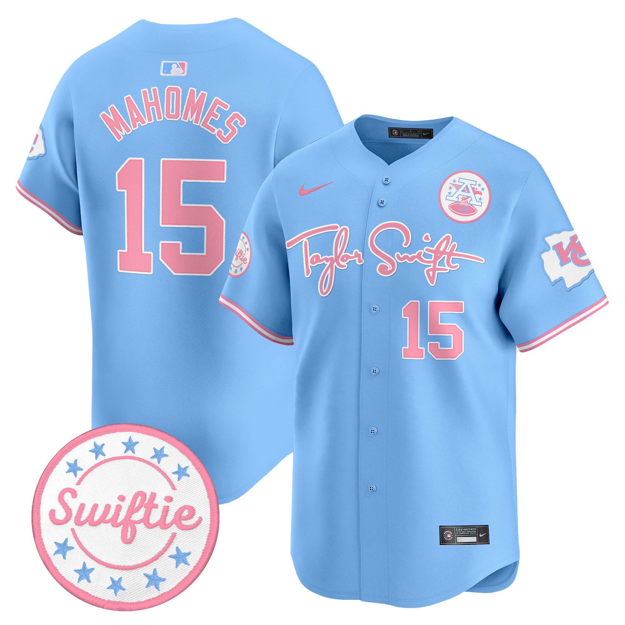 Men's Chiefs Taylor Swift Bubblegum Pink Vapor Premier Limited Jersey - All Stitched