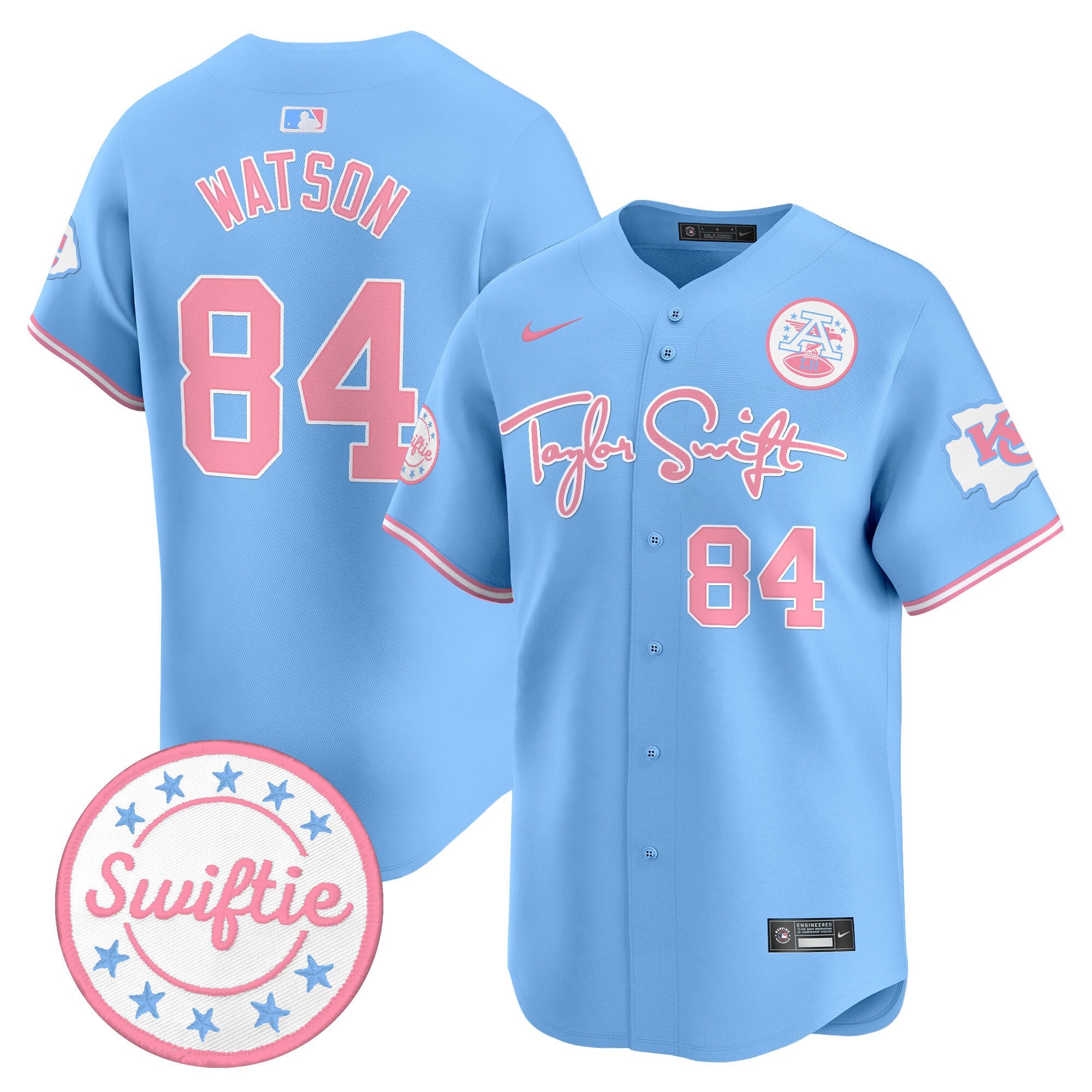 Men's Chiefs Taylor Swift Bubblegum Pink Vapor Premier Limited Jersey - All Stitched