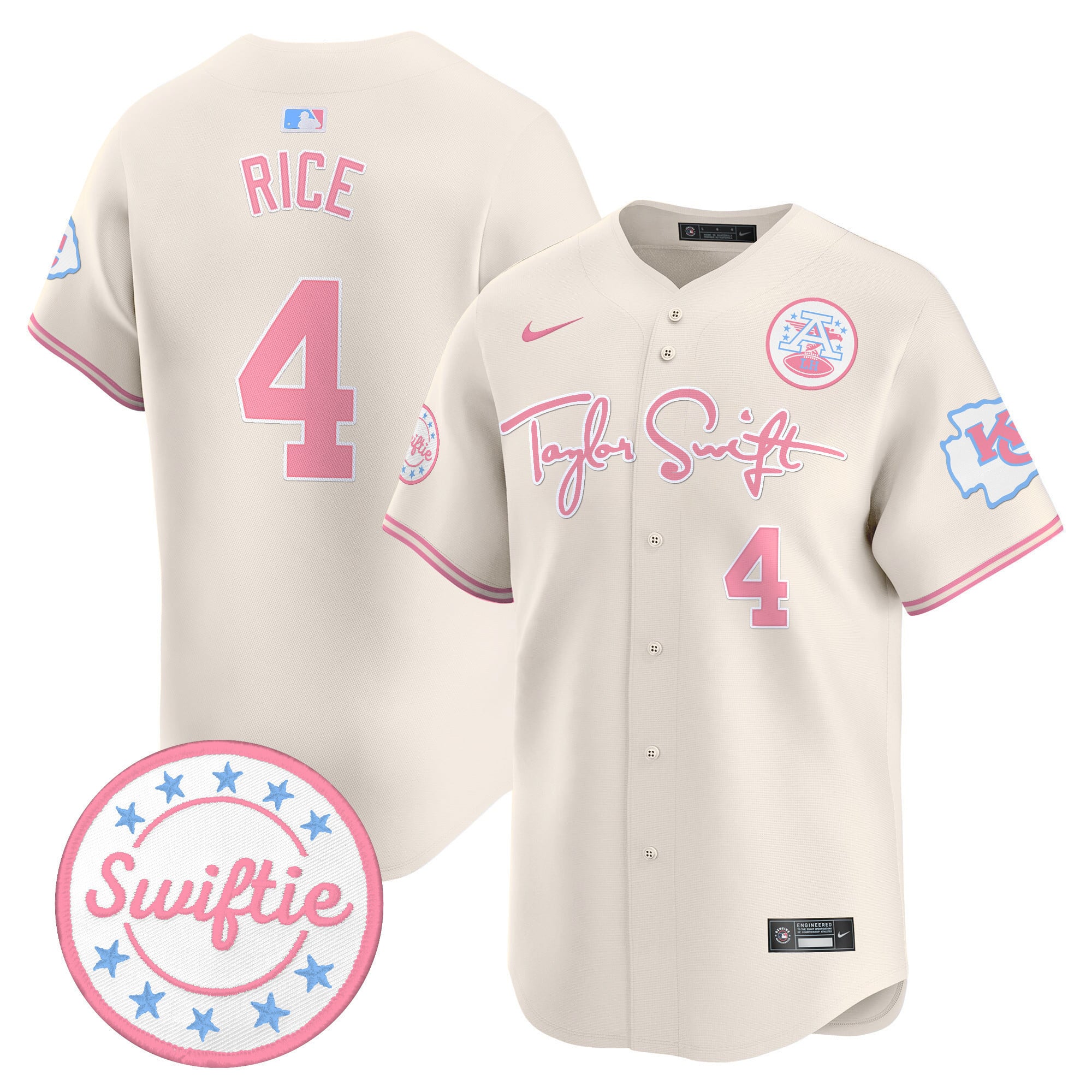 Men's Chiefs Taylor Swift Bubblegum Pink Vapor Premier Limited Jersey - All Stitched