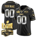 Chiefs Super Bowl LVIII & Back 2 Back Gold Patch Vapor Custom Jersey V2 - All Stitched