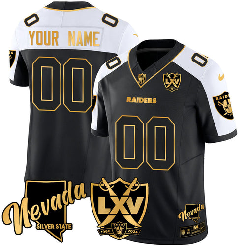 Custom Name/Gender Raiders 2024 Vapor Limited Gold Jersey - 65th Anniversary - All Stitched