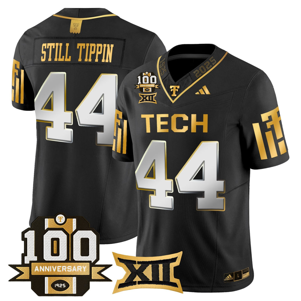 Men's Texas Tech Red Raiders 2025 Gold Vapor Limited Jersey - 100th Anniversary Patch - All Stitched