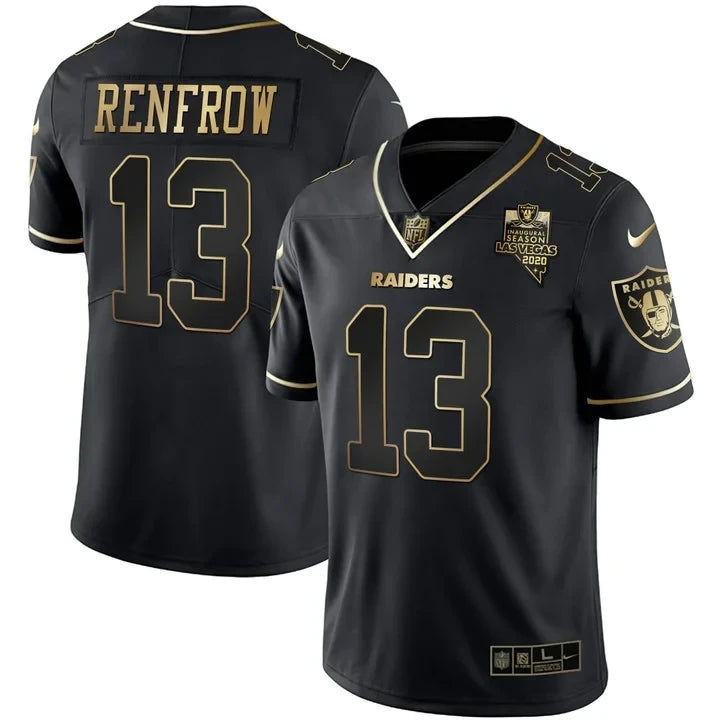MEN'S LAS VEGAS RAIDERS INAUGURAL SEASON PATCH WHITE GOLD JERSEY - ALL STITCHED