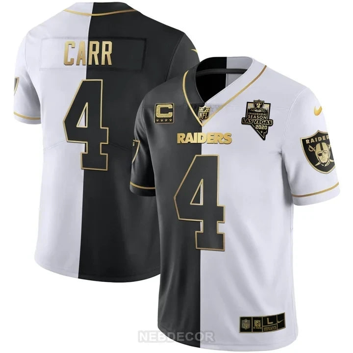 MEN'S LAS VEGAS RAIDERS INAUGURAL SEASON PATCH WHITE GOLD JERSEY - ALL STITCHED