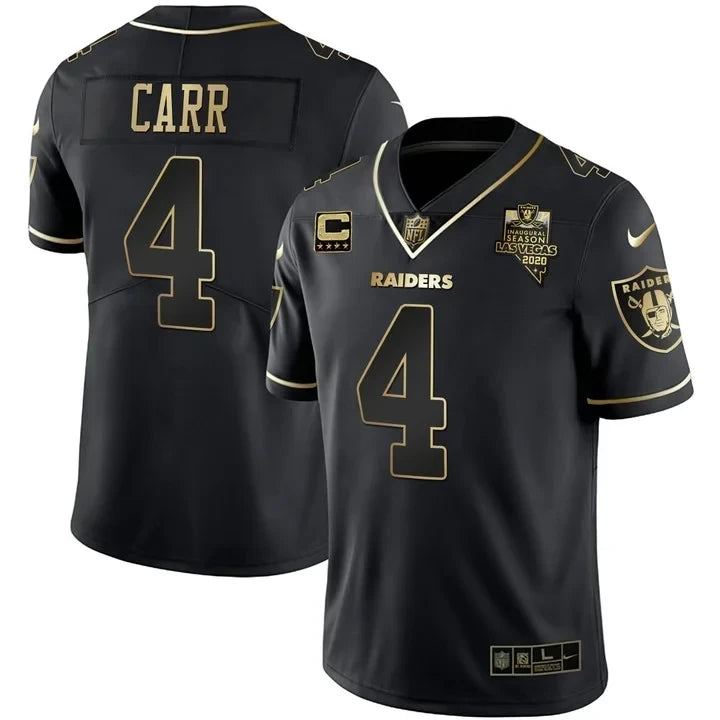MEN'S LAS VEGAS RAIDERS INAUGURAL SEASON PATCH BLACK SILVER JERSEY - ALL STITCHED