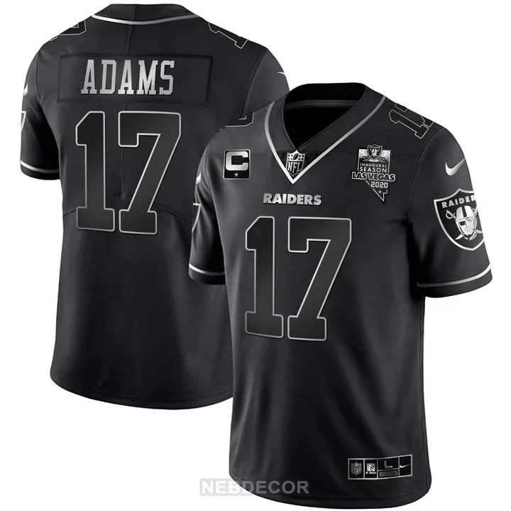 MEN'S LAS VEGAS RAIDERS INAUGURAL SEASON PATCH BLACK SILVER JERSEY - ALL STITCHED