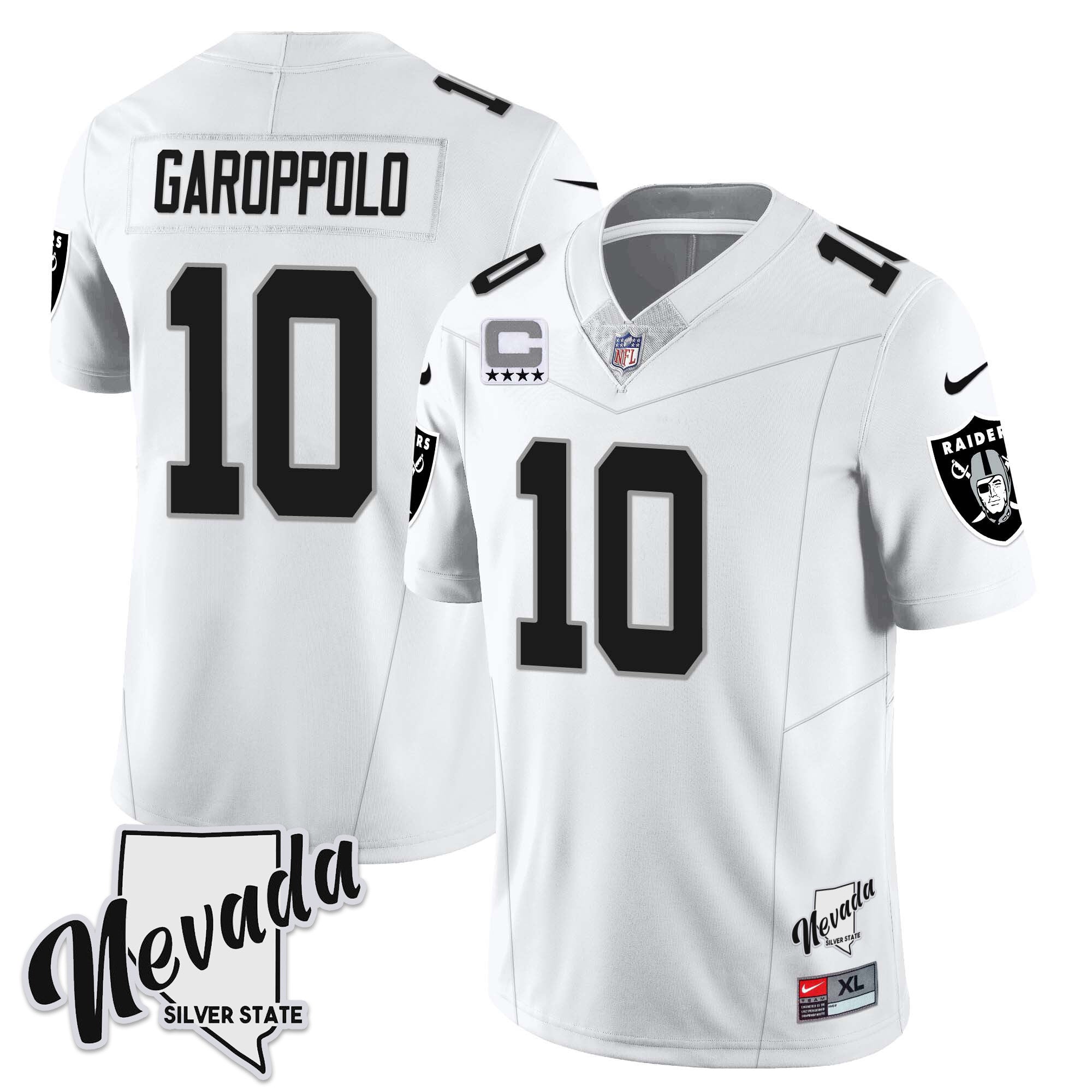 Men's Las Vegas Raiders 2023 Nevada Sliver State Patch Jersey - All Stitched