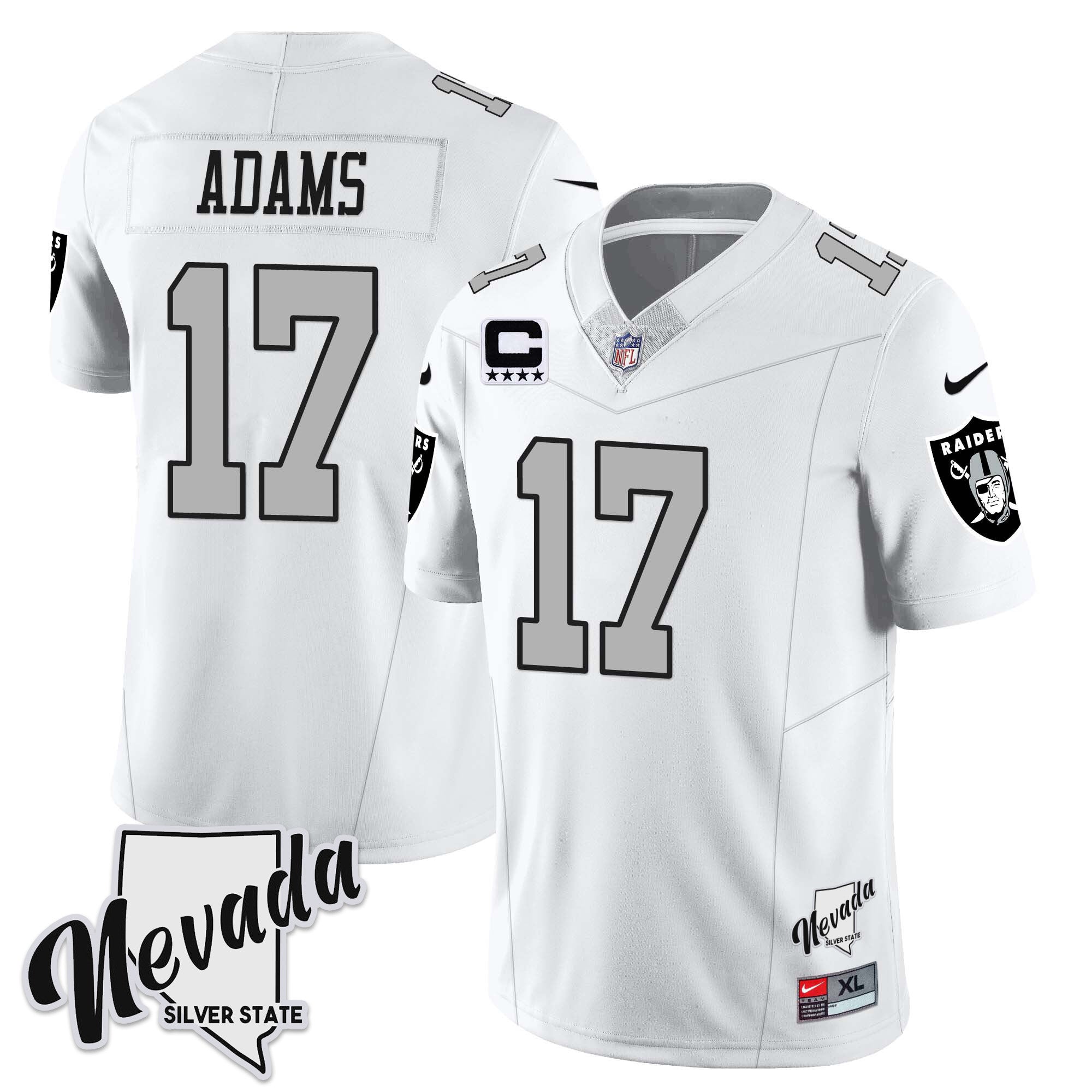 Men's Las Vegas Raiders 2023 Nevada Sliver State Patch Jersey - All Stitched
