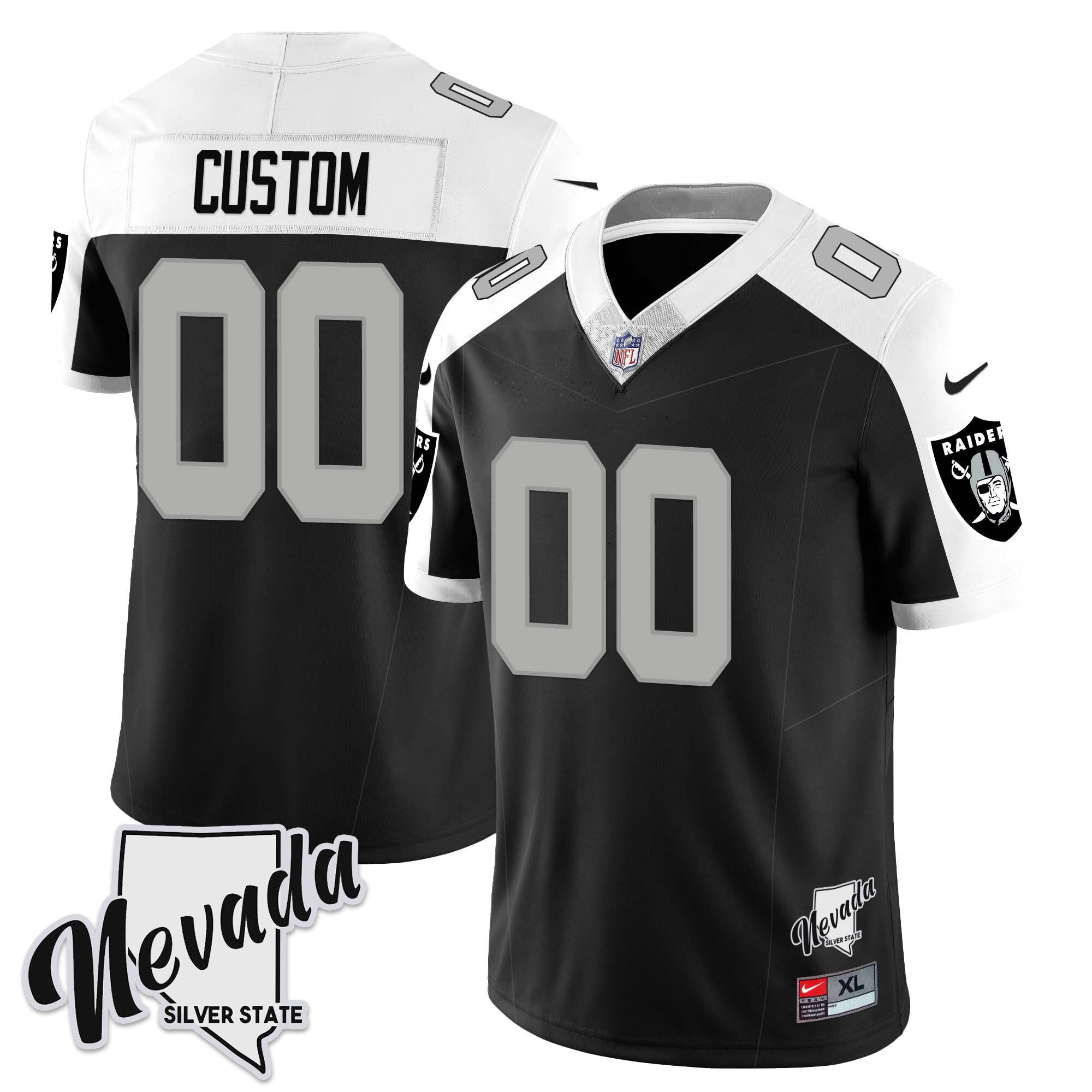Men's Las Vegas Raiders 2023 Nevada Sliver State Patch Jersey - All Stitched