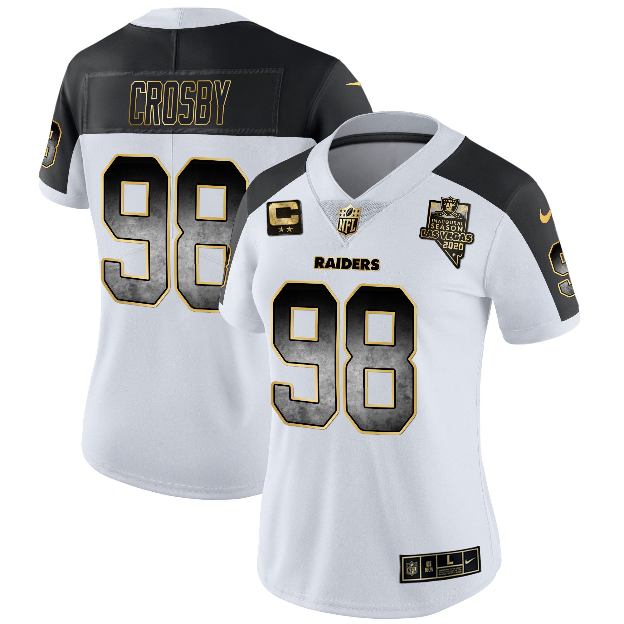 Women's Raiders Gold Arch Smoke Vapor Jersey - All Stitched