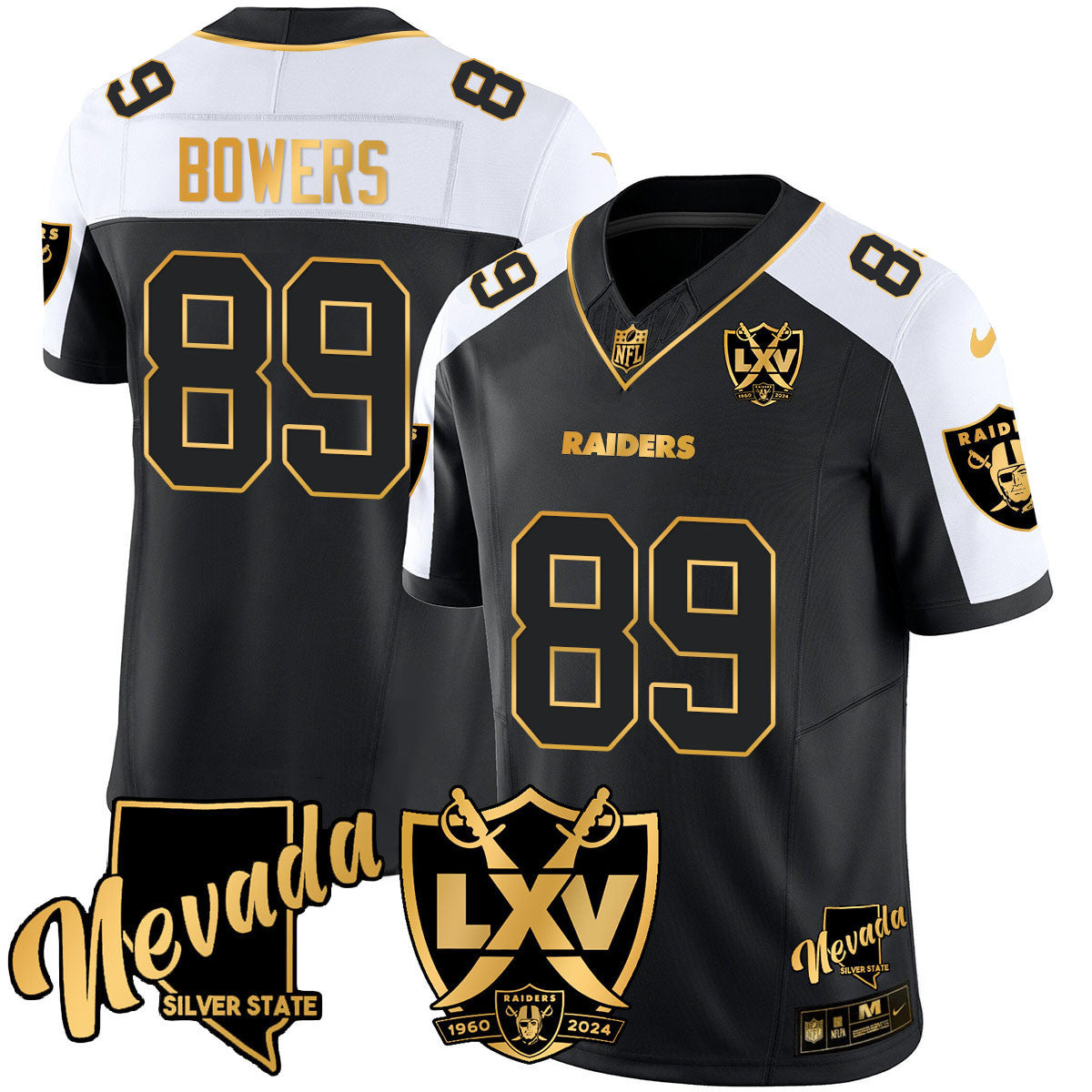 Men's Raiders 2024 Vapor Limited Gold Jersey - 65th Anniversary - All Stitched