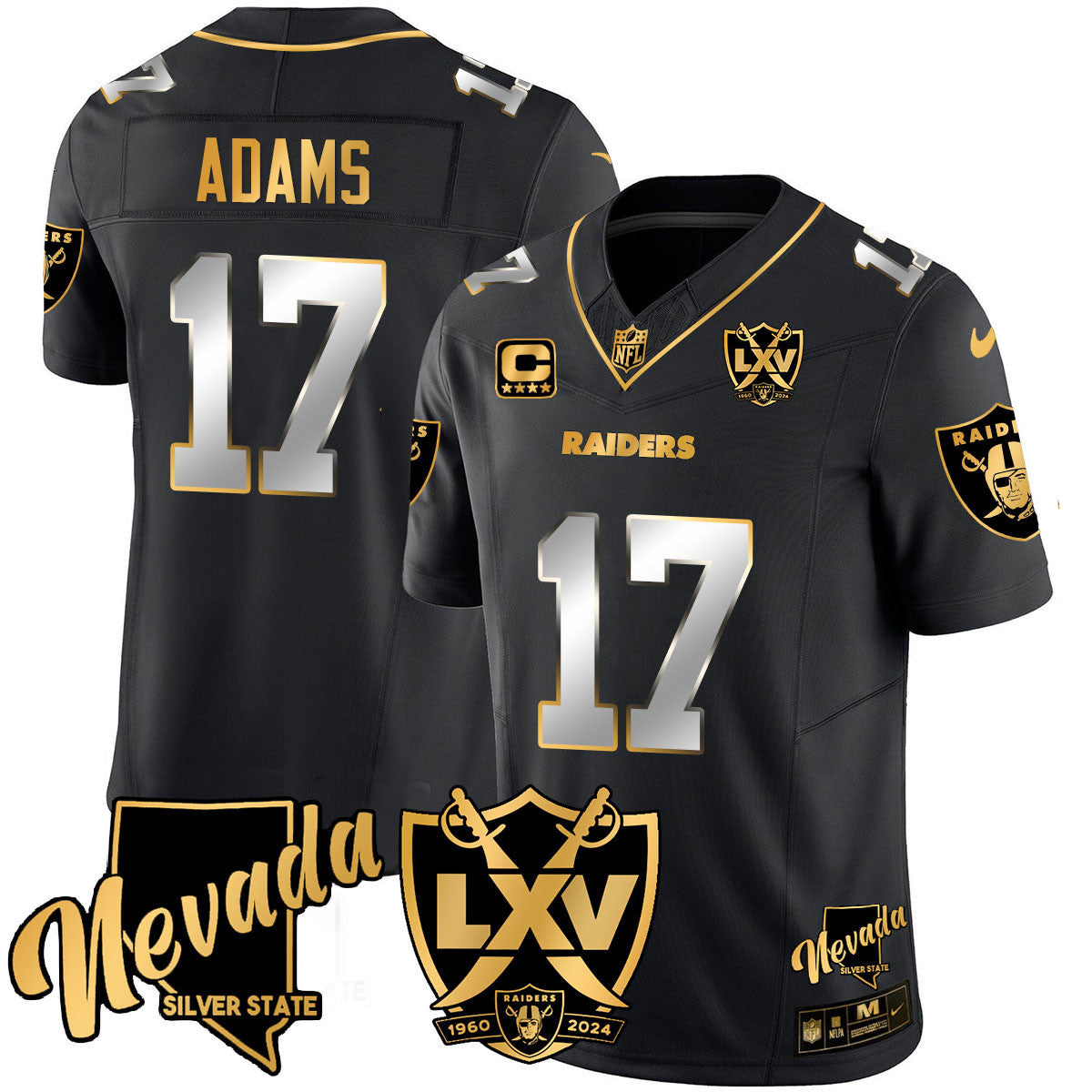 Men's Raiders 2024 Vapor Limited Gold Jersey - 65th Anniversary - All Stitched
