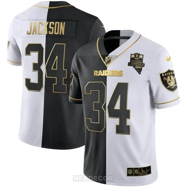 MEN'S LAS VEGAS RAIDERS INAUGURAL SEASON PATCH SPLIT GOLD JERSEY - ALL STITCHED
